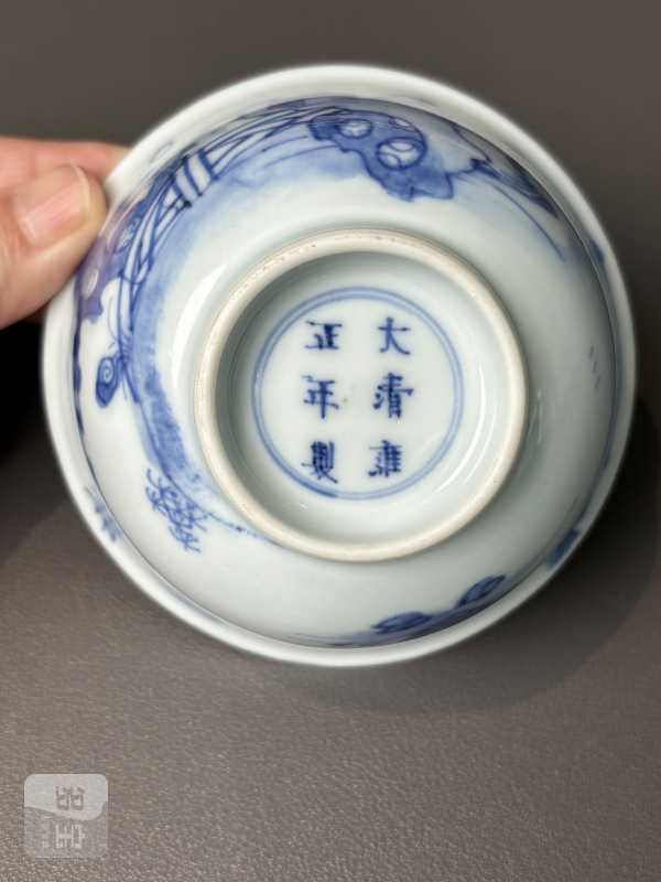 清雍正 青花高士图茶圆 - 图8
